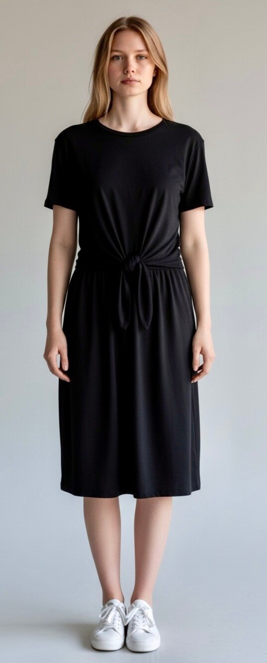 Express Womens XS Black Cotton Spandex Tie Front Short Sleeve Dress NWT
